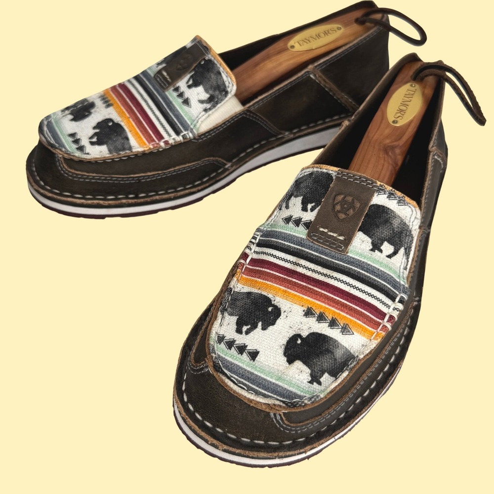 Ariat Cruiser Women 9.5B Brown Buffalo Aztec Print Western Cowgirl Moc Comfy
